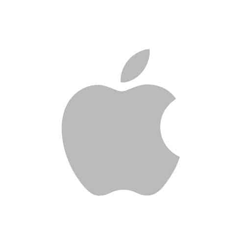 logo Apple gris sur fond blanc dans la mise en page de la bannière