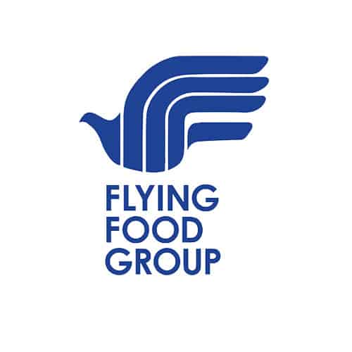 logo bleu Flying Food Group sur fond blanc et grand format carré