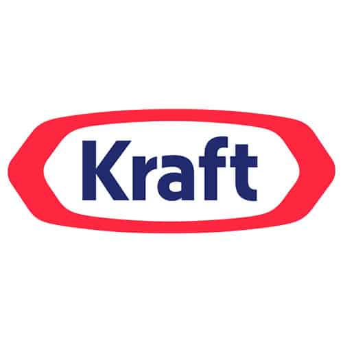 logo Kraft rouge et bleu sur fond blanc dans la disposition de la bannière