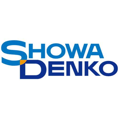 logo Showa Denko multicolore sur fond blanc en grand format carré