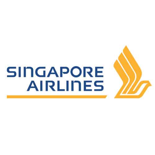 logo Singapore Airlines bleu et jaune sur fond blanc en grand carré sur fond blanc