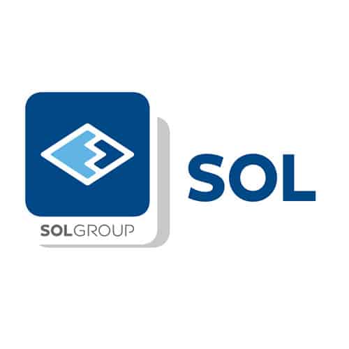 logo Sol Group multicolore sur fond blanc et grand format carré